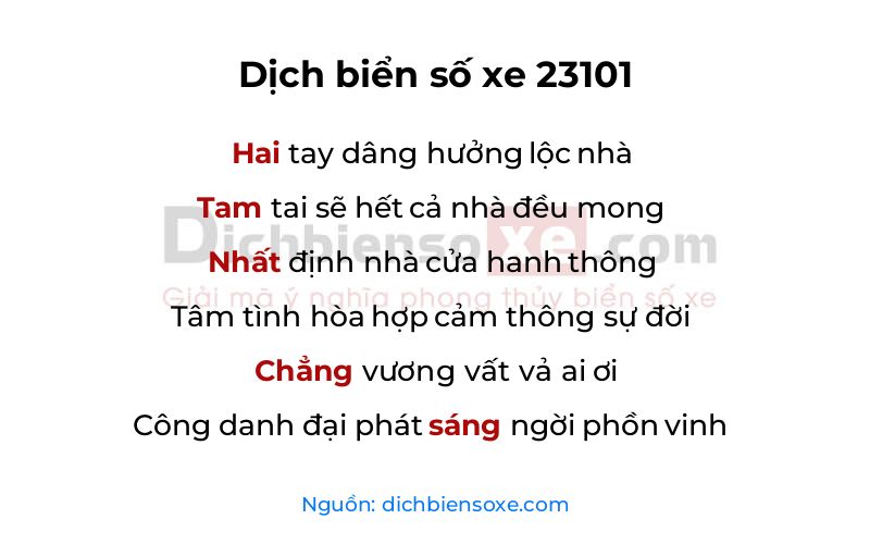 Dịch thơ biển số 23101