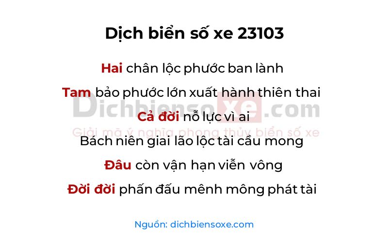 Dịch thơ biển số 23103