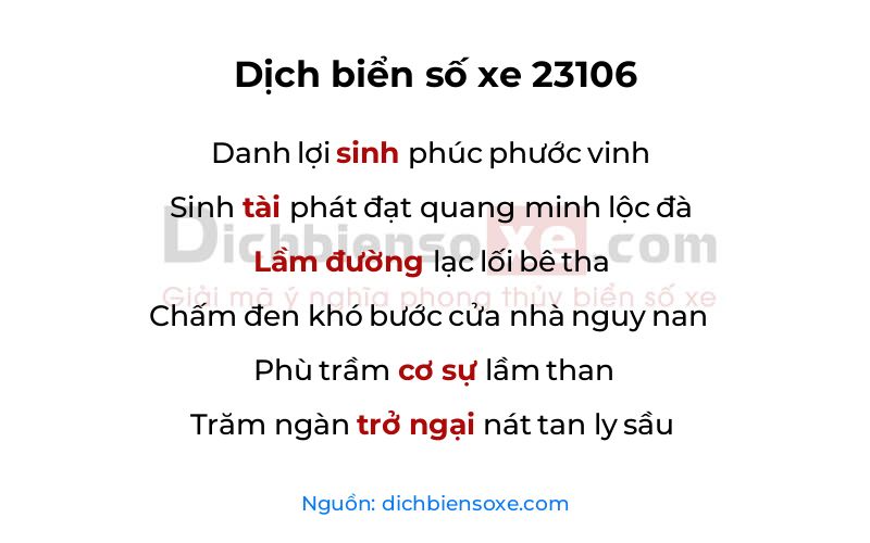 Dịch thơ biển số 23106