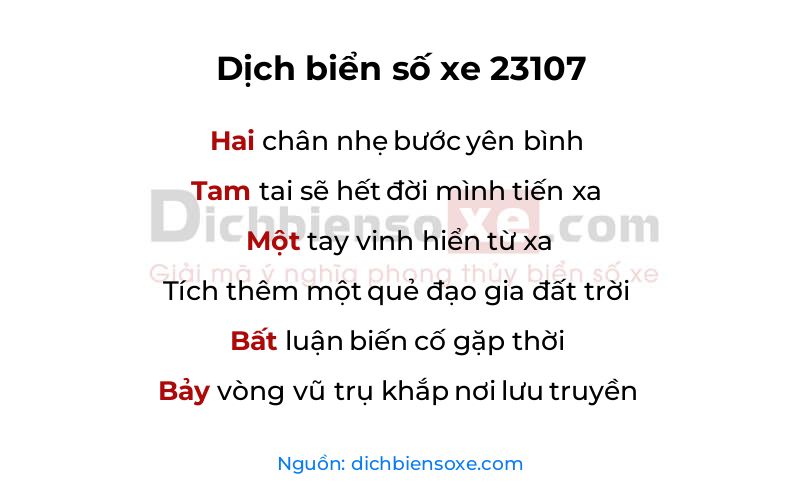 Dịch thơ biển số 23107