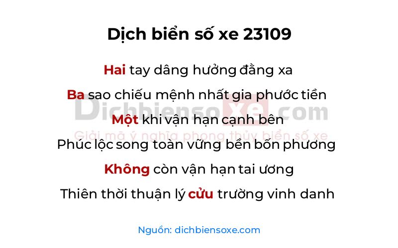 Dịch thơ biển số 23109
