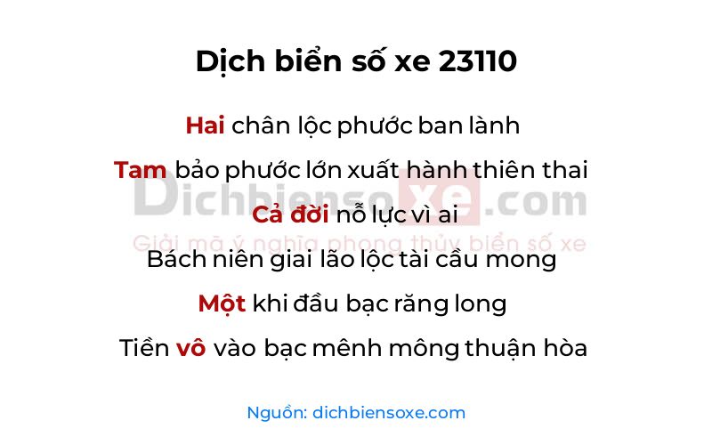 Dịch thơ biển số 23110