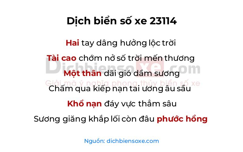 Dịch thơ biển số 23114