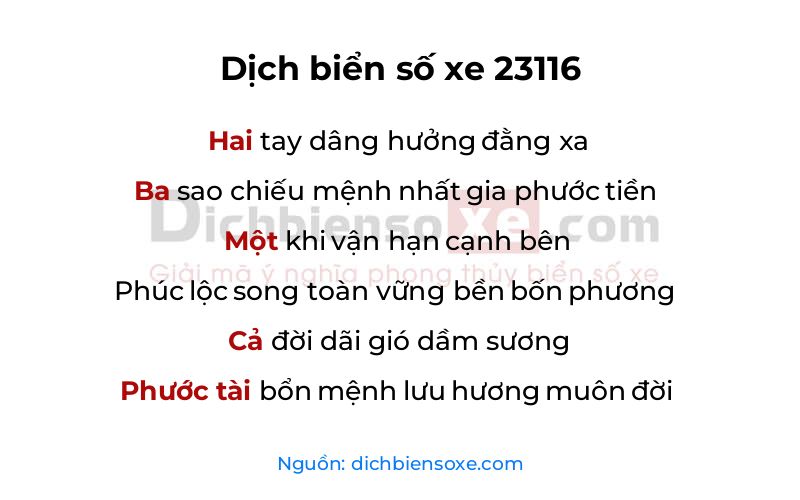 Dịch thơ biển số 23116