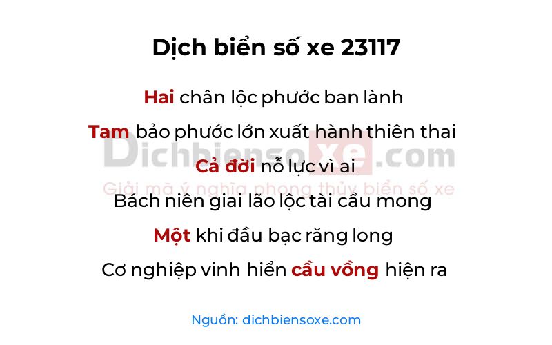 Dịch thơ biển số 23117