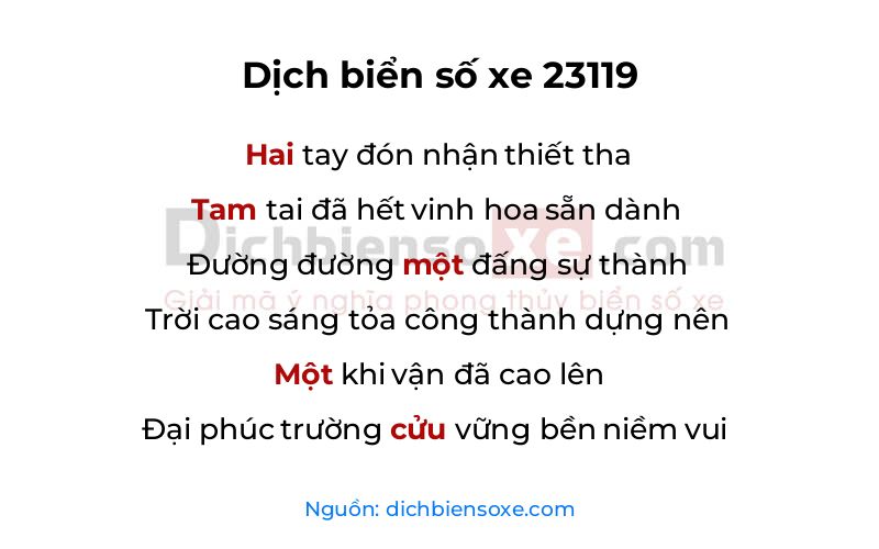 Dịch thơ biển số 23119