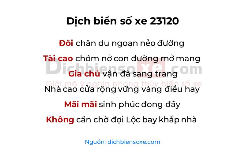 Dịch thơ biển số 23120