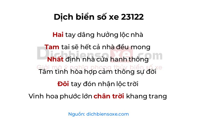 Dịch thơ biển số 23122