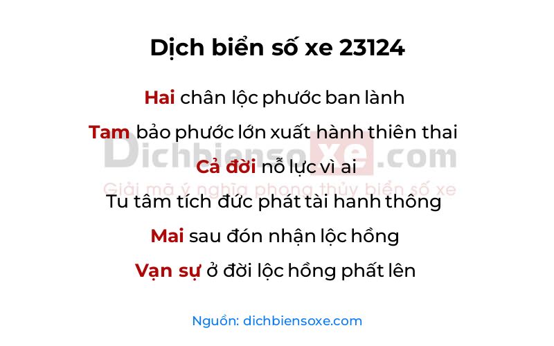 Dịch thơ biển số 23124
