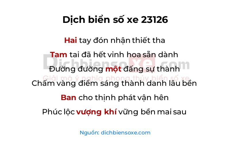 Dịch thơ biển số 23126