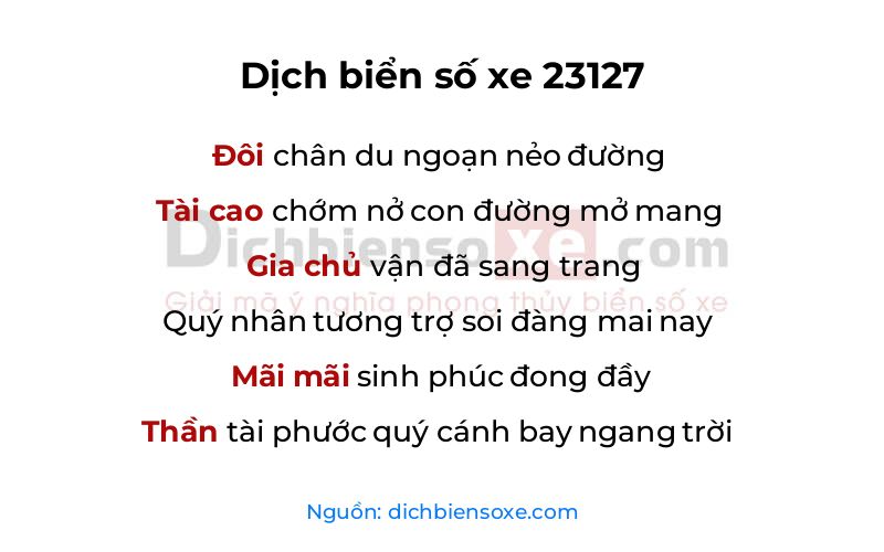 Dịch thơ biển số 23127