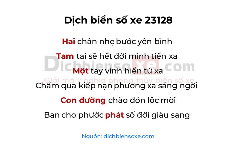 Dịch thơ biển số 23128