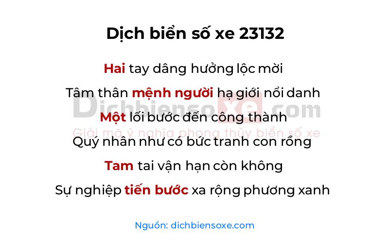 Dịch thơ biển số 23132
