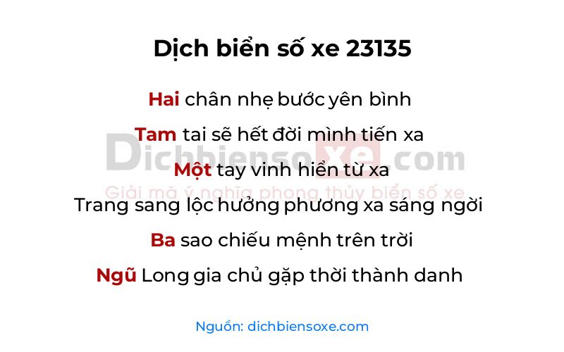 Dịch thơ biển số 23135