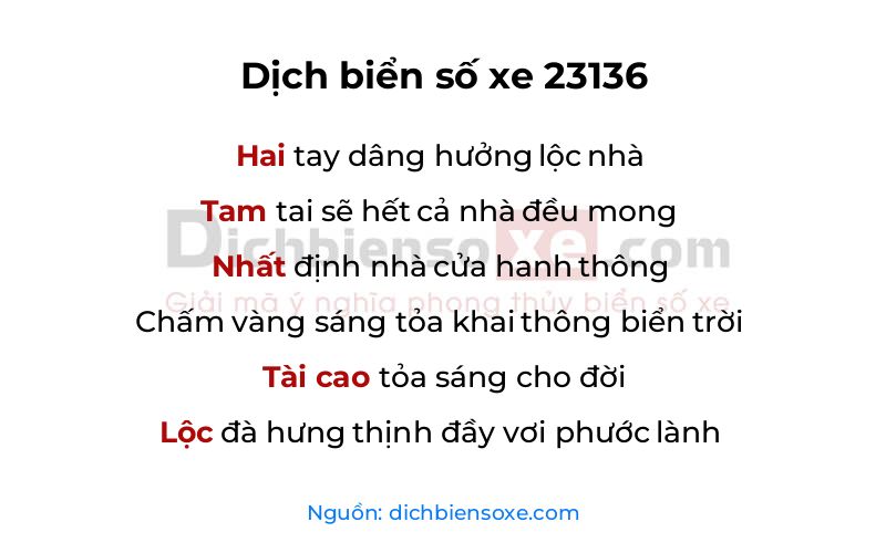 Dịch thơ biển số 23136