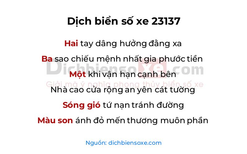 Dịch thơ biển số 23137
