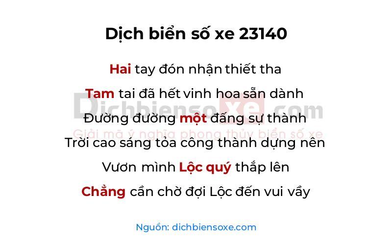 Dịch thơ biển số 23140