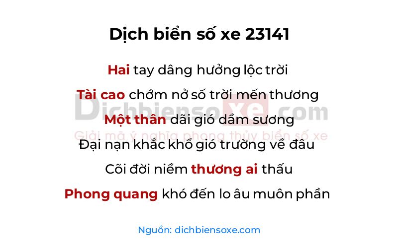 Dịch thơ biển số 23141