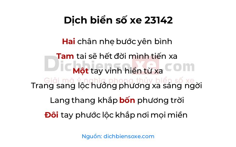 Dịch thơ biển số 23142