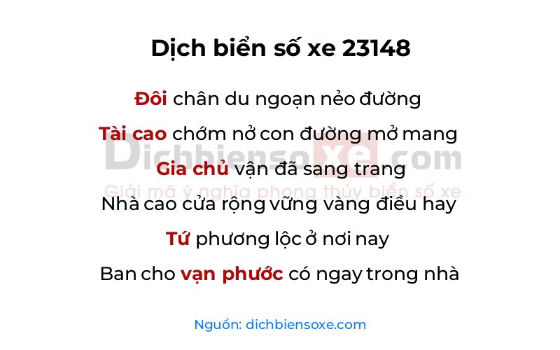 Dịch thơ biển số 23148