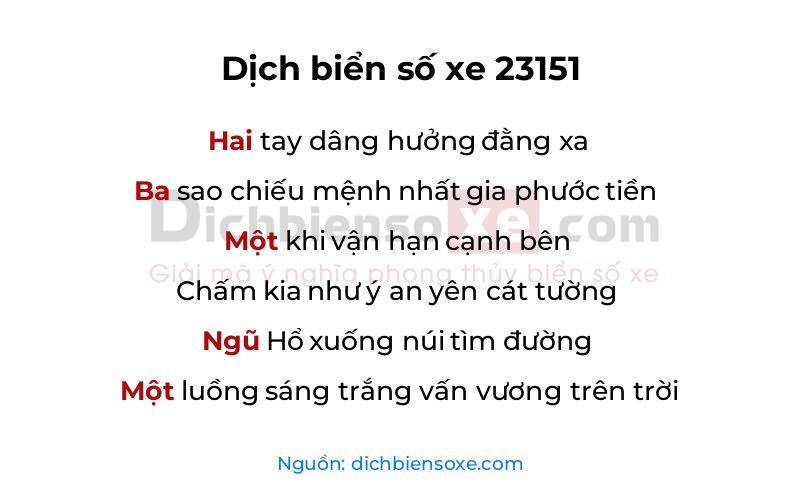 Dịch thơ biển số 23151