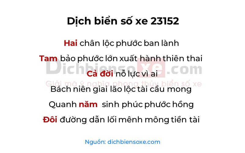 Dịch thơ biển số 23152