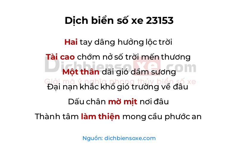 Dịch thơ biển số 23153