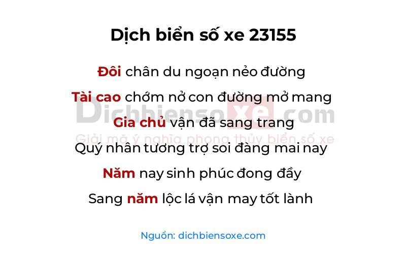 Dịch thơ biển số 23155