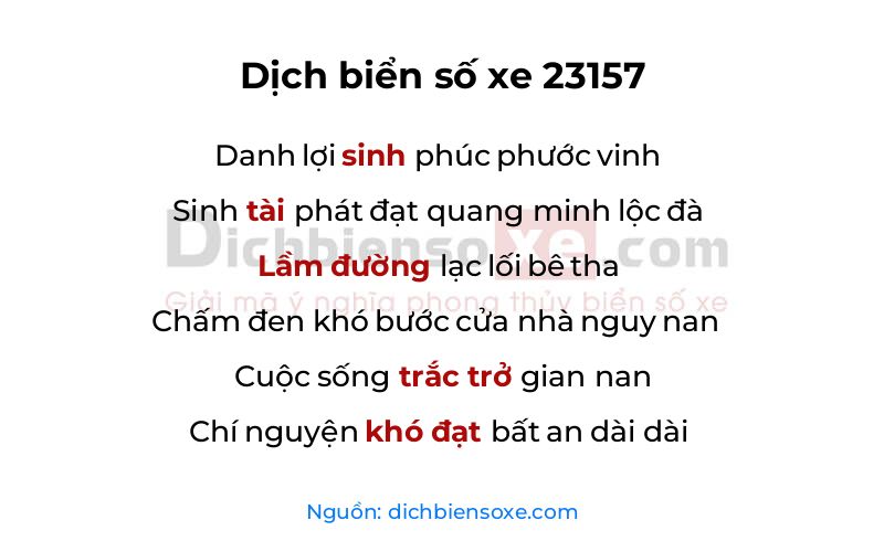 Dịch thơ biển số 23157
