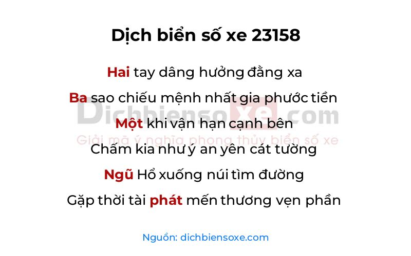 Dịch thơ biển số 23158