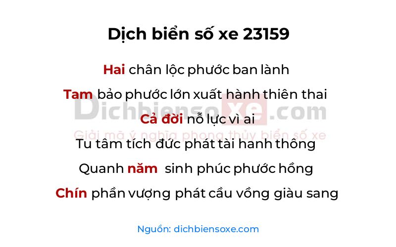 Dịch thơ biển số 23159