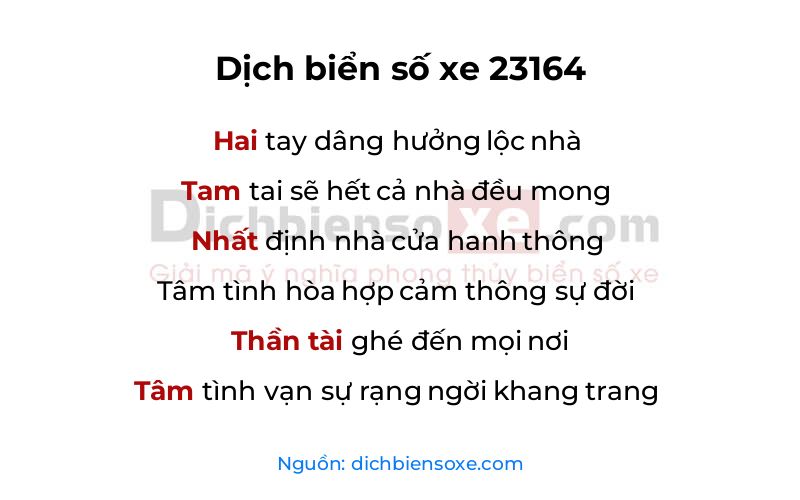 Dịch thơ biển số 23164