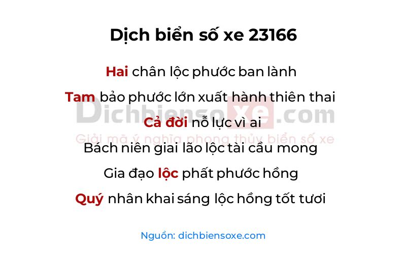 Dịch thơ biển số 23166