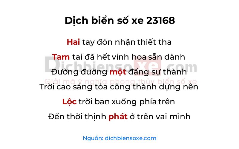 Dịch thơ biển số 23168