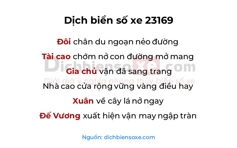 Dịch thơ biển số 23169