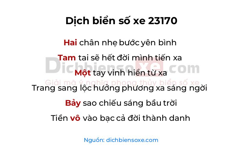 Dịch thơ biển số 23170