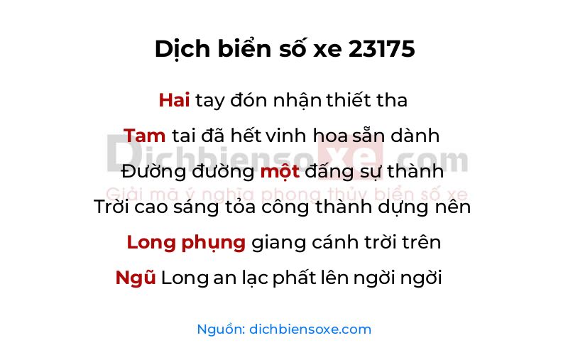 Dịch thơ biển số 23175