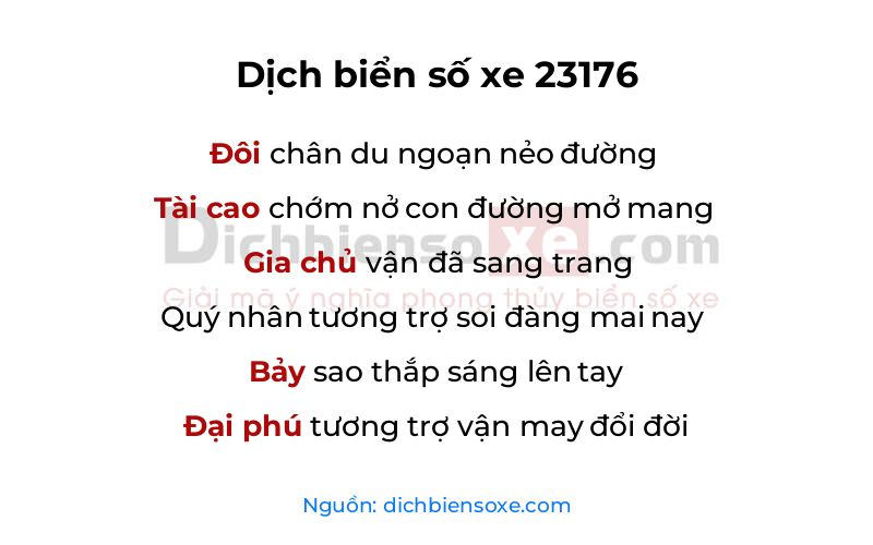 Dịch thơ biển số 23176