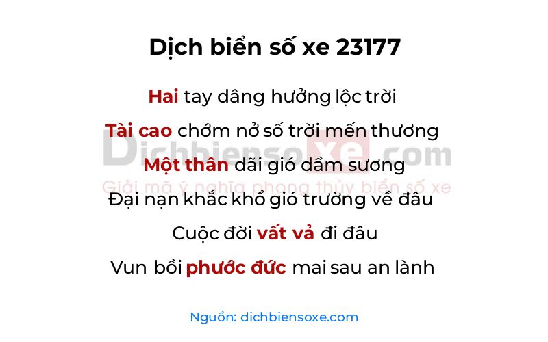 Dịch thơ biển số 23177