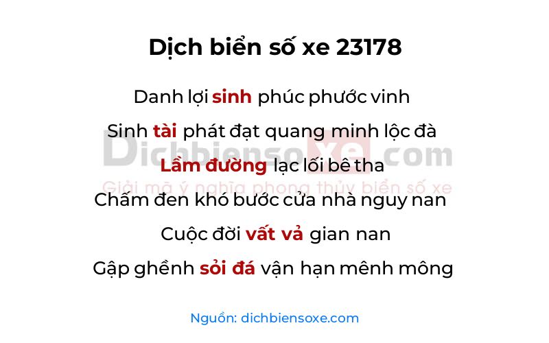 Dịch thơ biển số 23178