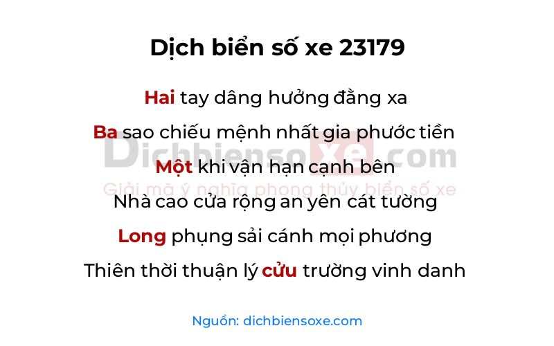 Dịch thơ biển số 23179