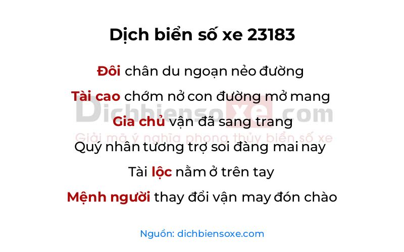 Dịch thơ biển số 23183