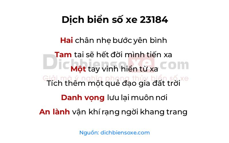 Dịch thơ biển số 23184