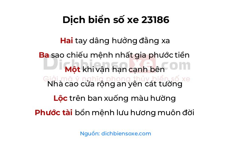Dịch thơ biển số 23186