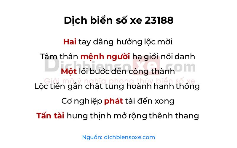 Dịch thơ biển số 23188