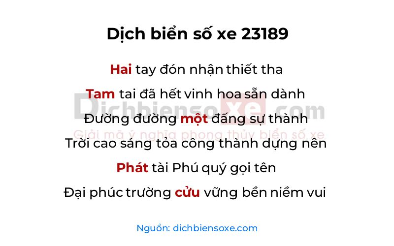 Dịch thơ biển số 23189