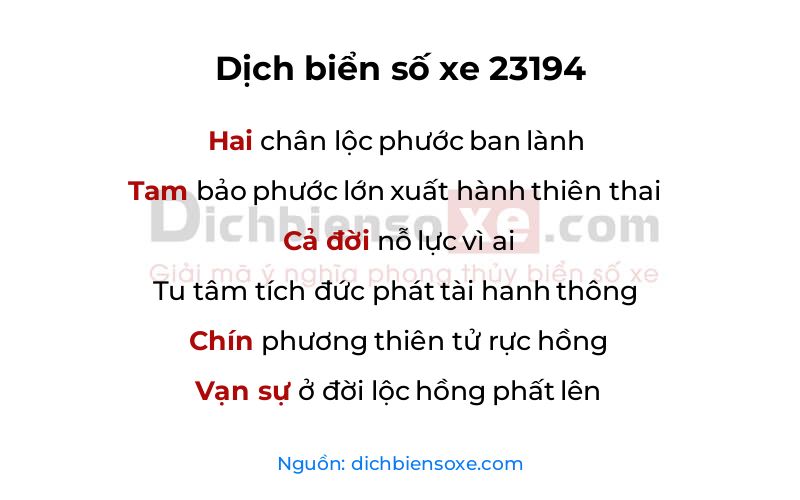 Dịch thơ biển số 23194