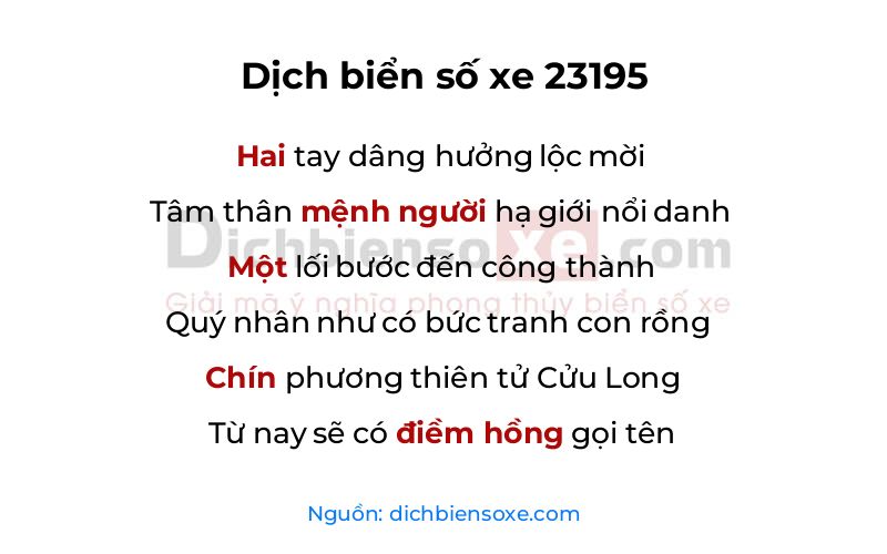 Dịch thơ biển số 23195