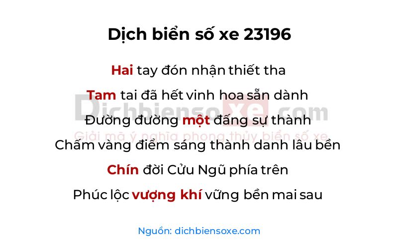 Dịch thơ biển số 23196