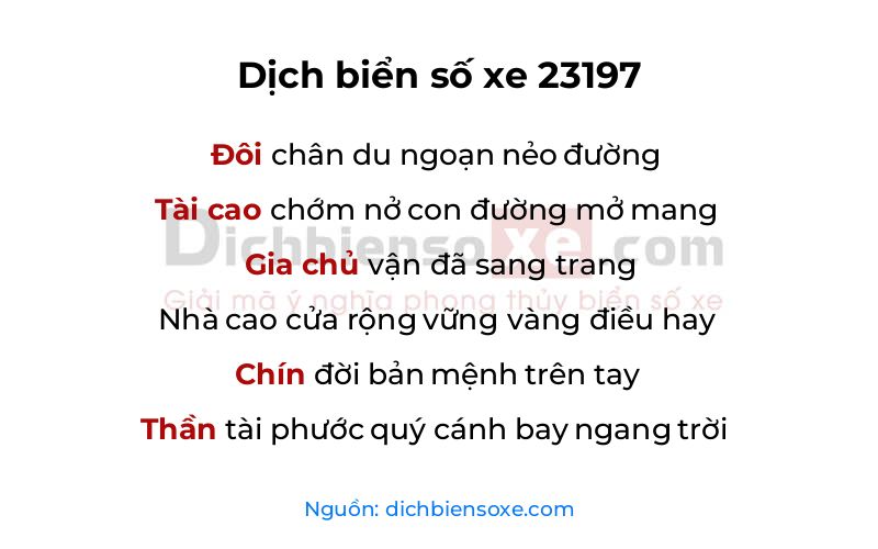 Dịch thơ biển số 23197